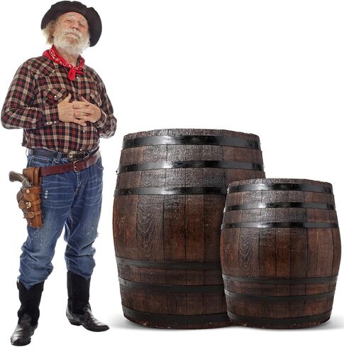 2 Pcs Western Cowboy Party Decoration 40" H 30" H Wine Barrel Decor Pirate Party Decorations Large Cardboard Wine Barrel Wild West Cardboard Decoration Western Photo Booth Props Decor in Saudi Arabia