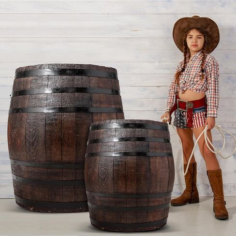 2 Pcs Western Cowboy Party Decoration 40" H 30" H Wine Barrel Decor Pirate Party Decorations Large Cardboard Wine Barrel Wild West Cardboard Decoration Western Photo Booth Props Decor in Saudi Arabia