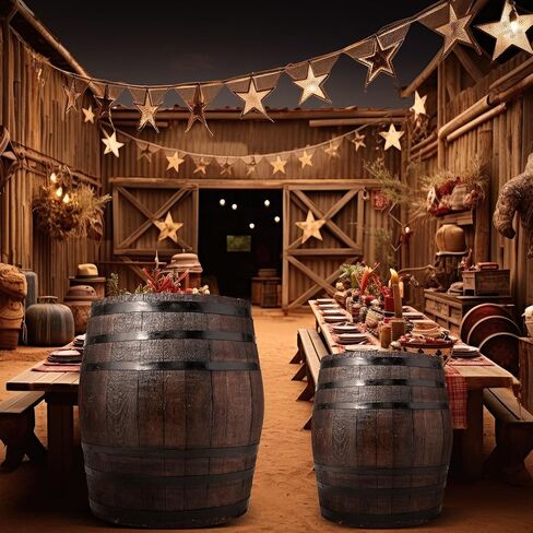 2 Pcs Western Cowboy Party Decoration 40" H 30" H Wine Barrel Decor Pirate Party Decorations Large Cardboard Wine Barrel Wild West Cardboard Decoration Western Photo Booth Props Decor in Saudi Arabia