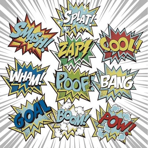 Tinlade 10 Pcs Hero Paper Cutouts Hero Themed Party Decorations Action Sign Reusable Action Sound Effect Paper Sign Photo Props for Birthday Party Favor Supplies Wall Decor in Saudi Arabia