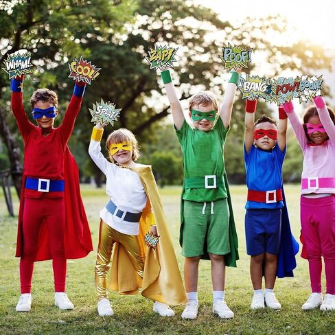 Tinlade 10 Pcs Hero Paper Cutouts Hero Themed Party Decorations Action Sign Reusable Action Sound Effect Paper Sign Photo Props for Birthday Party Favor Supplies Wall Decor in Saudi Arabia