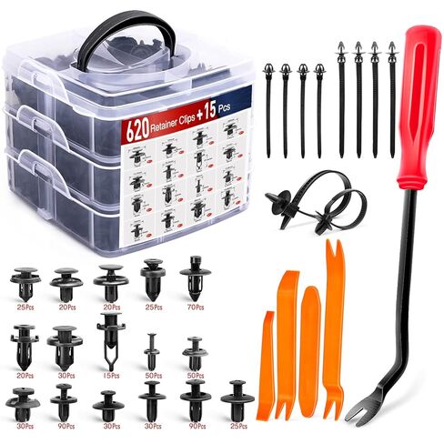 Nilight 360Pcs Car Retainer Clips Fastener Remover Kit - 18 Most Popular Sizes Auto Push Pin Rivets for Benz BMW Toyota Honda Subaru Nissan Mazda,2 Years Warranty in Saudi Arabia
