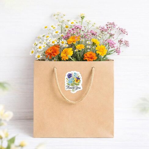 ملصقات زهرة شكرًا لك للتغليف، 200 قطعة من ملصقات الختم على شكل ظرف زهور، ملصقات شكرًا للشركات الصغيرة، هدايا الحفلات وسجلات القصاصات in Kuwait
