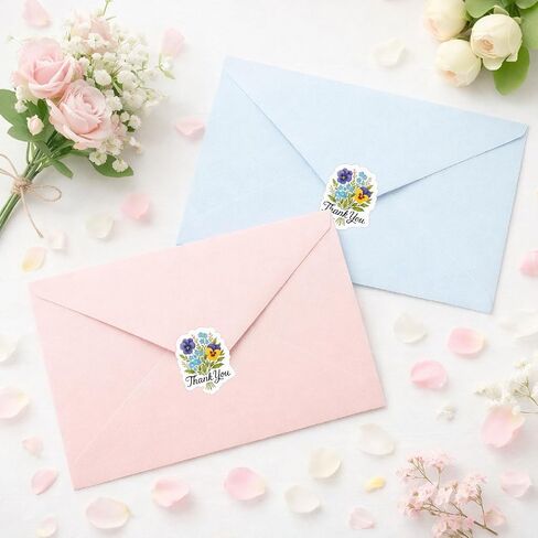 ملصقات زهرة شكرًا لك للتغليف، 200 قطعة من ملصقات الختم على شكل ظرف زهور، ملصقات شكرًا للشركات الصغيرة، هدايا الحفلات وسجلات القصاصات in Kuwait