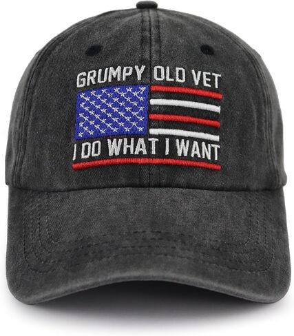 Grumpy Old Vet I Do What I Want Hats, Adjustable Cotton Embroidery American Flag Veteran Baseball Cap in Saudi Arabia