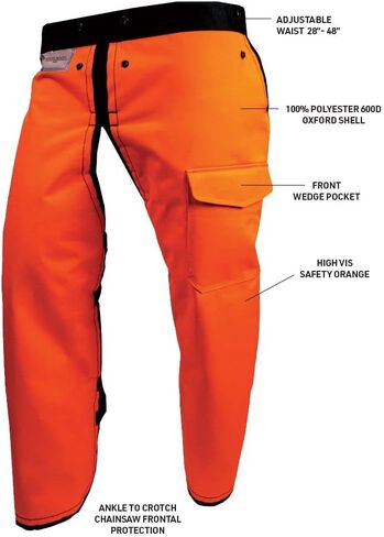 Notch Hi-vis Safety Orange Apron Style Chainsaw Chaps, Type A Frontal Protection 5 Layer Chain-Stopping Protective Fiber in Kuwait