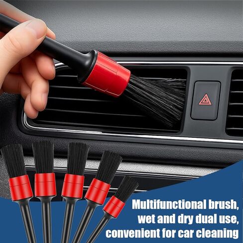 11PCS Car Detailing Brush Set, Soft Boar Hair Vehicle Interior Exterior Detail Cleaning Brush, Automotive Detailing Cleaner Kit for Wheel, Air Vent, Seat, Universal for Most Vehicles in Saudi Arabia