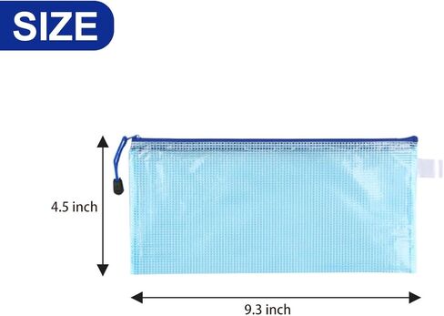 4 Pcs Zipper File Bags, Waterproof Plastic Mesh Pouch for Office Famil, Waterproof Clear Travel Pouches,Board Game Storage Bags (A6 Size 7.6''x5.3'', Multicolored) in Saudi Arabia
