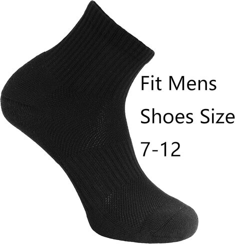 جوارب رجالي مكونة من 5 قطع مبطنة باللون الأسود ومضادة للرائحة ومضادة للتقرحات وقابلة للتنفس وسميكة ودافئة للركض، مقاس 7-12 in Kuwait
