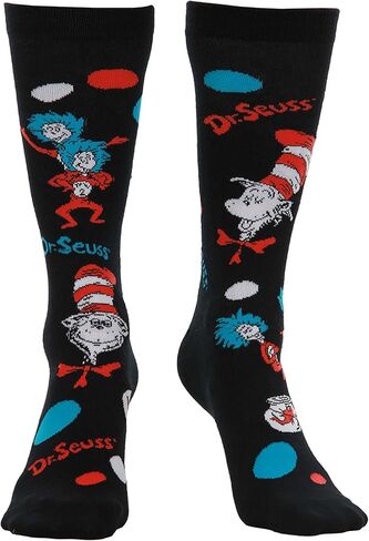 elope Dr. Seuss Cat in the Hat Pattern High Socks for Adults in Saudi Arabia