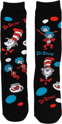 elope Dr. Seuss Cat in the Hat Pattern High Socks for Adults in Saudi Arabia