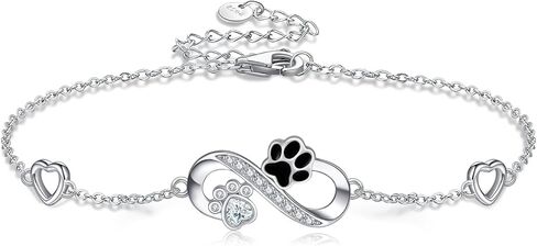 Paw Print Bracelet for Women Silver Plated Infinity Bracelets Cat Dog Mom Jewelry for Women Mom in Saudi Arabia