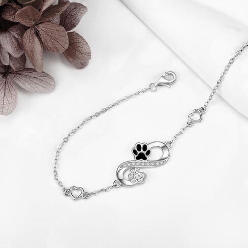 Paw Print Bracelet for Women Silver Plated Infinity Bracelets Cat Dog Mom Jewelry for Women Mom in Saudi Arabia