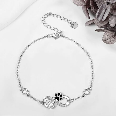 Paw Print Bracelet for Women Silver Plated Infinity Bracelets Cat Dog Mom Jewelry for Women Mom in Saudi Arabia