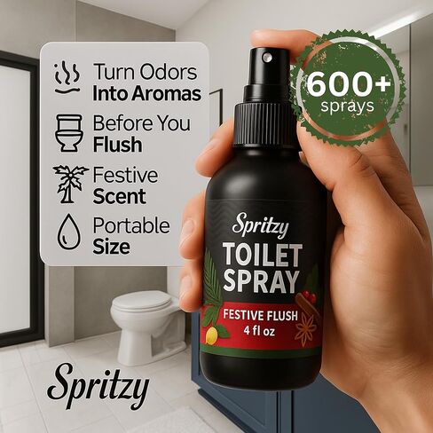 Toilet Spray (4 fl oz) | 600+ Sprays | Poo Spray w/Many Scents – Restroom & Bathroom Odor Eliminator – Essentials for a Fresh, Confident Bathroom (Festive Flush) in Saudi Arabia
