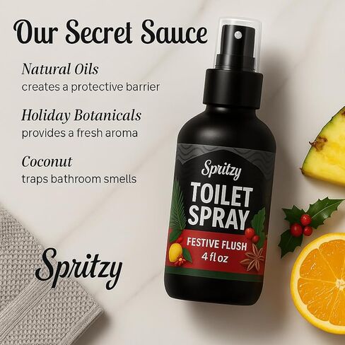Toilet Spray (4 fl oz) | 600+ Sprays | Poo Spray w/Many Scents – Restroom & Bathroom Odor Eliminator – Essentials for a Fresh, Confident Bathroom (Festive Flush) in Saudi Arabia