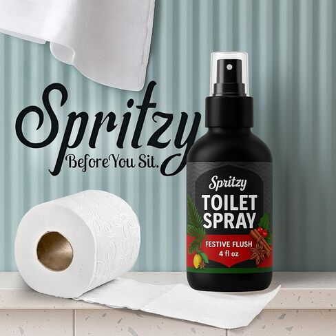 Toilet Spray (4 fl oz) | 600+ Sprays | Poo Spray w/Many Scents – Restroom & Bathroom Odor Eliminator – Essentials for a Fresh, Confident Bathroom (Festive Flush) in Saudi Arabia
