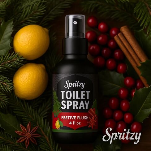 Toilet Spray (4 fl oz) | 600+ Sprays | Poo Spray w/Many Scents – Restroom & Bathroom Odor Eliminator – Essentials for a Fresh, Confident Bathroom (Festive Flush) in Saudi Arabia