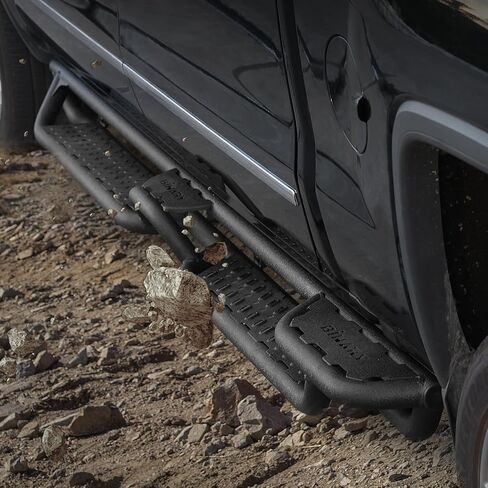 لوحات تشغيل BINARY STAR متوافقة مع 2015-2026 Chevy Colorado/GMC Canyon Double Cab Extended Cab. قضبان كولورادو نيرف مع خطوة الوصول إلى السرير والخطوة المركزية. خطوات جانبية من الفولاذ الكربوني مقاس 6 بوصة. in Kuwait