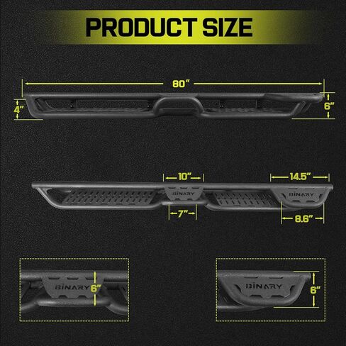 لوحات تشغيل BINARY STAR متوافقة مع 2015-2026 Chevy Colorado/GMC Canyon Double Cab Extended Cab. قضبان كولورادو نيرف مع خطوة الوصول إلى السرير والخطوة المركزية. خطوات جانبية من الفولاذ الكربوني مقاس 6 بوصة. in Kuwait