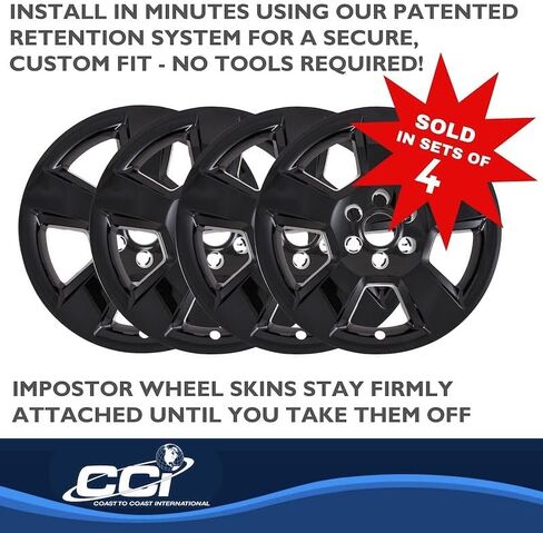 Impostor Wheel Skins Fits Chevrolet Silverado 1500 2014-2018 Set of 4 Wheel Covers 20 Inch Diameter 5 Spoke Gloss Black Painted ABS Plastic Snap-On Installation Coast To Coast IWCIMP490BLK in Saudi Arabia
