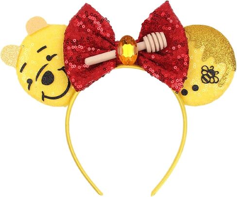 LSHDXD Mouse Ears Bee Headband Sequin Honey and Bear Hairband Bow Costume Headwear for Bee Festival Party Cosplay in Kuwait