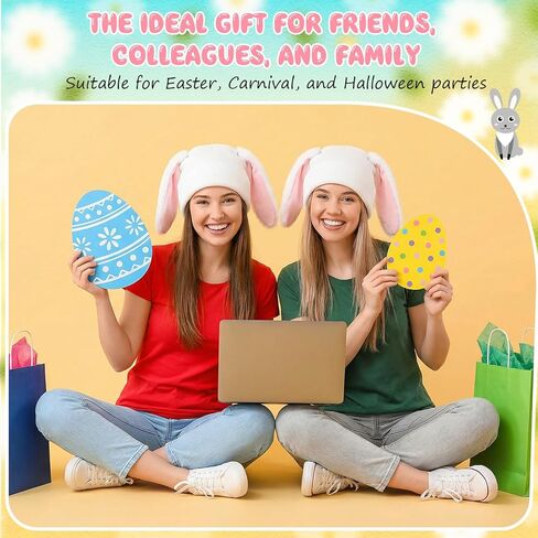 Easter Rabbit Bunny Ear Knit Hat Costume Adults Women Costume Cute Cartoon Gift Pink White Plush Warm Winter Soft and Cozy for Easter Halloween Carnival Cosplay Party Supplies in Saudi Arabia