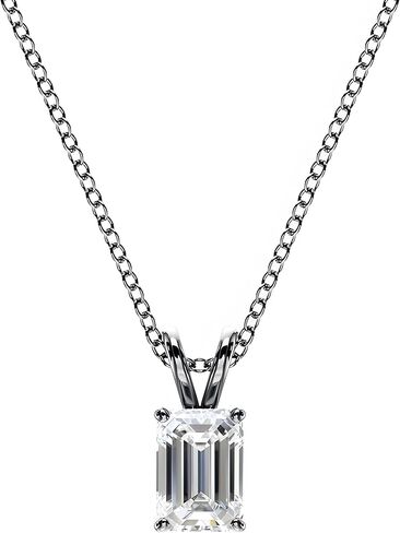 قلادة ألماس من الذهب الخالص عيار 14 قيراط بقطع الزمرد | قلادة سوليتير للنساء | مجوهرات فاخرة للنساء من 0.50 إلى 2.00 قيراط | معتمد من IGI in Kuwait