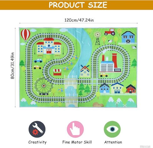 سجادة لعب سجادة الأطفال، سجادة سيارة للأطفال لعبة السيارات، سجادة لعب تعليمية لحركة المرور على الطرق في المدينة، سجادة لعب متعددة الألوان، سجادة لعب للأطفال قابلة للطي غير قابلة للانزلاق لغرفة اللعب والمنزل الداخلي والخارجي (47.24 × 34.19 بوصة) in Kuwait