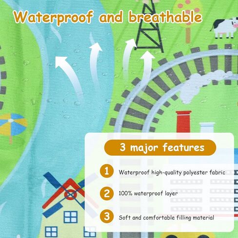 سجادة لعب سجادة الأطفال، سجادة سيارة للأطفال لعبة السيارات، سجادة لعب تعليمية لحركة المرور على الطرق في المدينة، سجادة لعب متعددة الألوان، سجادة لعب للأطفال قابلة للطي غير قابلة للانزلاق لغرفة اللعب والمنزل الداخلي والخارجي (47.24 × 34.19 بوصة) in Kuwait