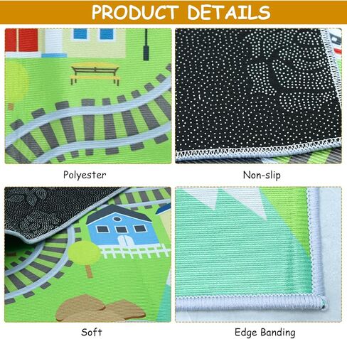 سجادة لعب سجادة الأطفال، سجادة سيارة للأطفال لعبة السيارات، سجادة لعب تعليمية لحركة المرور على الطرق في المدينة، سجادة لعب متعددة الألوان، سجادة لعب للأطفال قابلة للطي غير قابلة للانزلاق لغرفة اللعب والمنزل الداخلي والخارجي (47.24 × 34.19 بوصة) in Kuwait