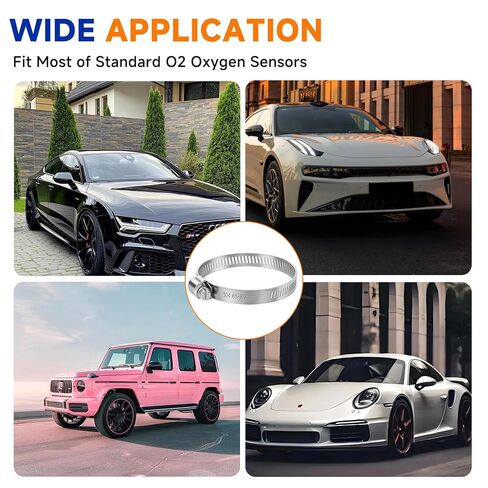60012 مجموعة أدوات استشعار الأوكسجين مع M18 × 1.5 خيط من الفولاذ المقاوم للصدأ مشبك أنبوب العادم وحشية o2 مجموعة محول الاستشعار لأنظمة قياس نسبة الهواء والوقود الإلكترونية لحقن الوقود في السيارة in Kuwait