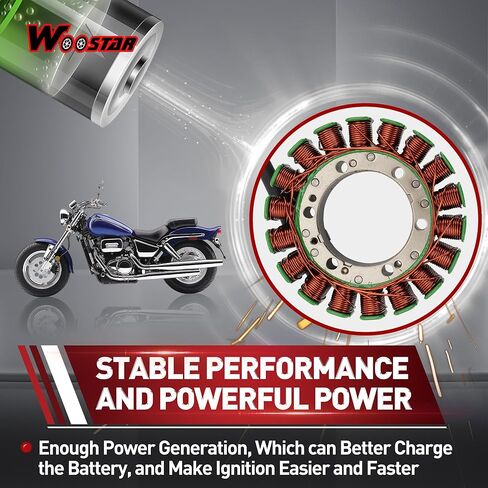 WOOSTAR 18 Coil 5 Wire Magneto Stator Replacement for Suzuki VL800 Volusia 800 K1 K2 K3 K4 2001-2005 OEM 32101-41F00 in Saudi Arabia