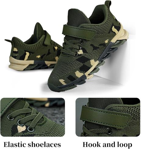Big Kids Camo Sneakers Lightweight Breathable Mesh Athletic Shoes for Boys & Girls, Non-Slip Rubber Sole for School, Playground Walking & Running in Saudi Arabia