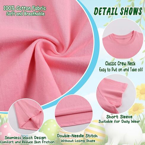 Girl Easter Shirts Bunny Egg T-Shirt Graphic Cotton Short Sleeve Tees 3-13 Years in Saudi Arabia