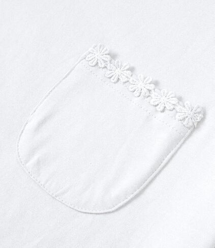 Girl Short Sleeve T Shirts Cotton T-Shirts Floral Trim Tees with Pocket Tops Blouse 5-12Y in Saudi Arabia