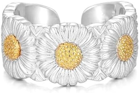 Daisy Rings for Women Open Adjustable Ring Delicate Retro Cute Sunflower Wedding Engagement Rings Memorable Finger Band Flower Jewelry for Women Friendship Birthday Mother's Day in Kuwait