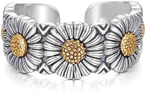 Daisy Rings for Women Open Adjustable Ring Delicate Retro Cute Sunflower Wedding Engagement Rings Memorable Finger Band Flower Jewelry for Women Friendship Birthday Mother's Day in Kuwait