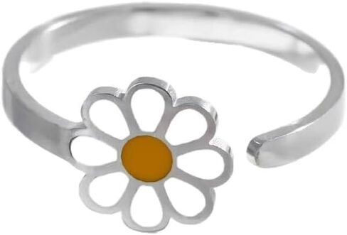 Daisy Rings for Women Open Adjustable Ring Delicate Retro Cute Sunflower Wedding Engagement Rings Memorable Finger Band Flower Jewelry for Women Friendship Birthday Mother's Day in Kuwait