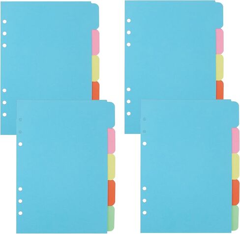 4 عبوات من فواصل المجلدات مقاس A5، ومقسم فهرس الورق، وصفحة علامات تبويب أفقية لدفاتر الملاحظات الحلقية ذات 6 فتحات، ومذكرات السفر، ومخطط شخصي (5 ألوان، A5) in Kuwait