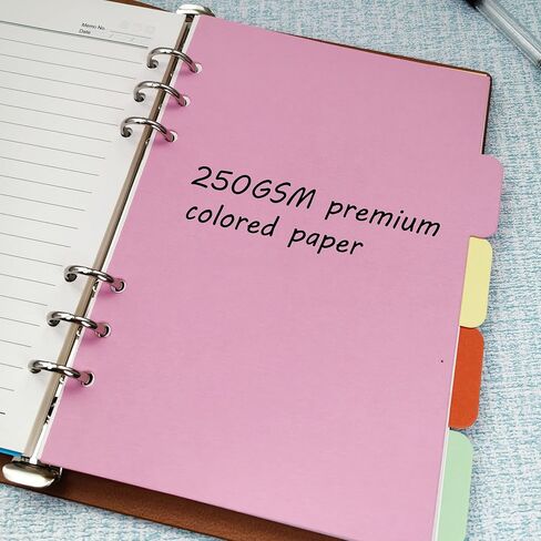 4 عبوات من فواصل المجلدات مقاس A5، ومقسم فهرس الورق، وصفحة علامات تبويب أفقية لدفاتر الملاحظات الحلقية ذات 6 فتحات، ومذكرات السفر، ومخطط شخصي (5 ألوان، A5) in Kuwait