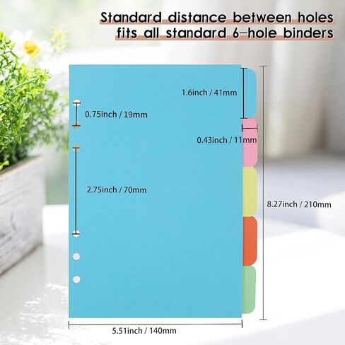 4 عبوات من فواصل المجلدات مقاس A5، ومقسم فهرس الورق، وصفحة علامات تبويب أفقية لدفاتر الملاحظات الحلقية ذات 6 فتحات، ومذكرات السفر، ومخطط شخصي (5 ألوان، A5) in Kuwait