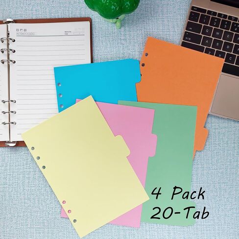 4 عبوات من فواصل المجلدات مقاس A5، ومقسم فهرس الورق، وصفحة علامات تبويب أفقية لدفاتر الملاحظات الحلقية ذات 6 فتحات، ومذكرات السفر، ومخطط شخصي (5 ألوان، A5) in Kuwait