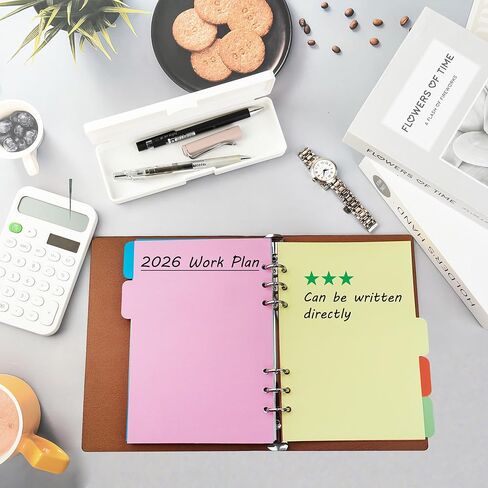 4 عبوات من فواصل المجلدات مقاس A5، ومقسم فهرس الورق، وصفحة علامات تبويب أفقية لدفاتر الملاحظات الحلقية ذات 6 فتحات، ومذكرات السفر، ومخطط شخصي (5 ألوان، A5) in Kuwait