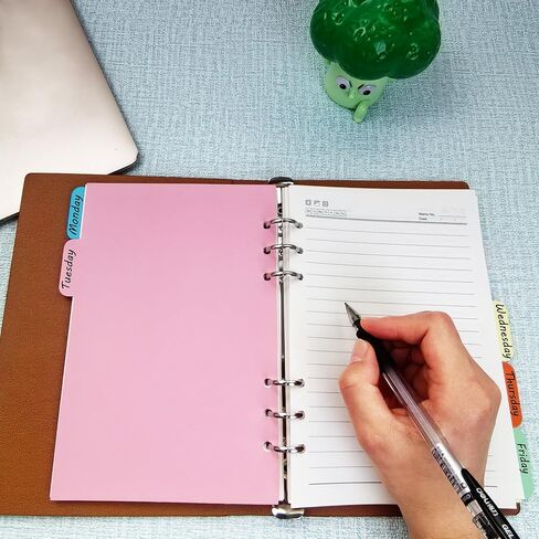 4 عبوات من فواصل المجلدات مقاس A5، ومقسم فهرس الورق، وصفحة علامات تبويب أفقية لدفاتر الملاحظات الحلقية ذات 6 فتحات، ومذكرات السفر، ومخطط شخصي (5 ألوان، A5) in Kuwait