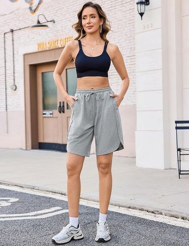 Quenteen Bermuda Shorts for Women 9" Women's Athletic Gym Jogger Sweat Casual Loose Shorts in Saudi Arabia