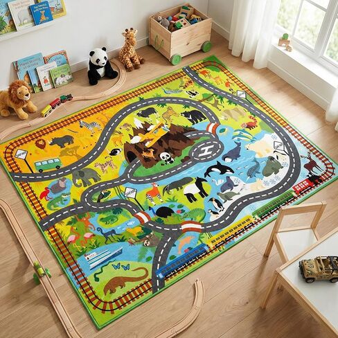 Dinosaur Area Rug for Boys Bedroom, Kids Rugs for Playroom 5x7, Educational Alphabet Carpet for Classroom Nursery, Non Slip Floor Mat for Toddler Learning in Saudi Arabia