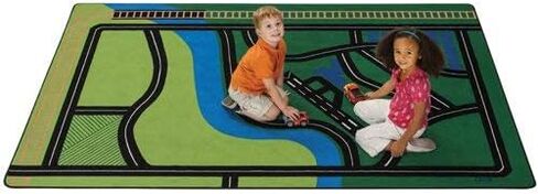 Carpets for Kids 6900 Transportation Fun Playroom Block Play Kids Room Rug 6ft X 9ft Rectangle Green in Saudi Arabia