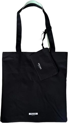 Prada Reversible FLAT Black Light Green Beauty Fragrance Tote Bag with Pouch (14L X 14H) - 0741 in Saudi Arabia