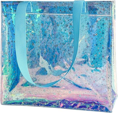 1PCS Clear Printed Star HandBag Versatile Waterproof,Embossed Work Bag,Shoulder Tote Gift Bag for Women (Purple) in Kuwait